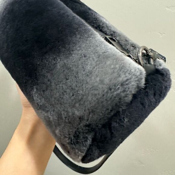Gray Gradient Handmade Genuine Shearling Leather Barrel Bag & 3 Strap Styles - Picture 16 of 16